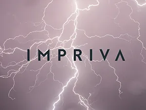 Impriva's logo over a photo of lightening.